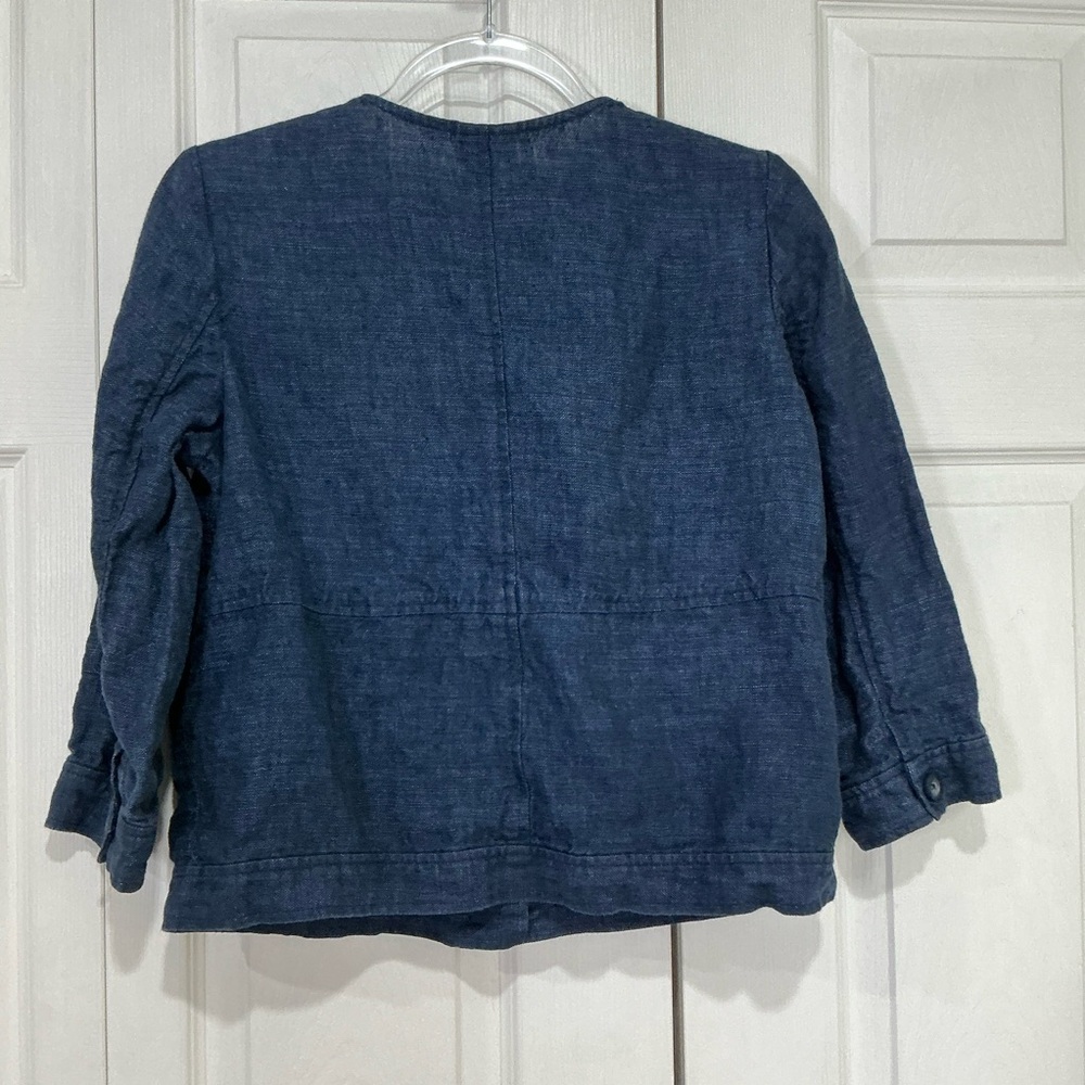 🩷 J. Jill Blue Linen Jacket Top - Size Small - Picture 4 of 7